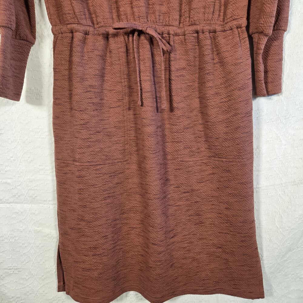 Prana Foundation Long Sleeve Dress Small Rust Tie Waist Pocket Casual Athleisure - Picture 3 of 11